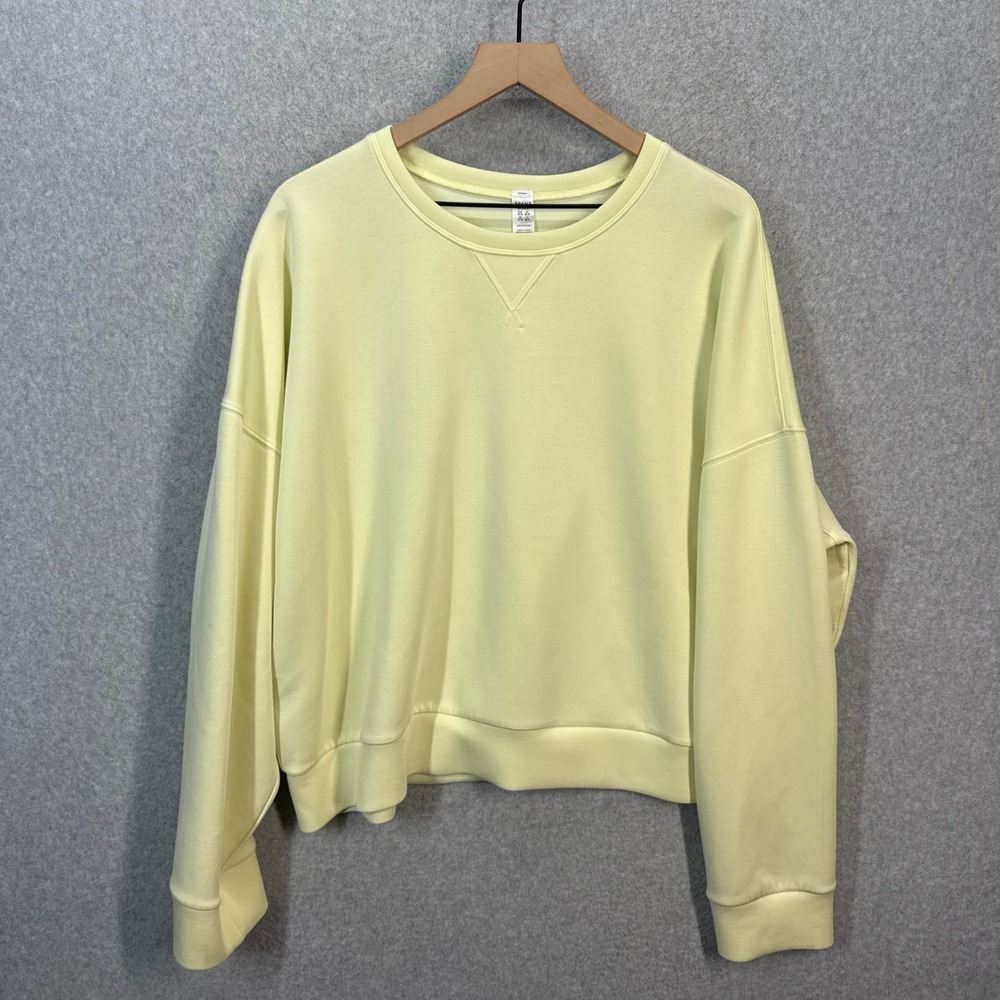 Spanx AirEssentials Crew Neck Sweatshirt Butter Yellow Oversized Pullover 2X‎